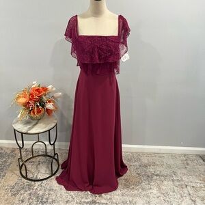 B2 Jasmine Boutique Scarlet Palm Purple Delicate Lace Formal Maxi Gown - Reemoly